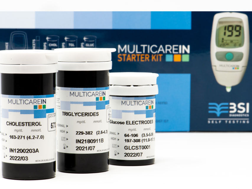Multicare In Starter Kit - Misuratore di Colesterolo, Glicemia, Trigliceridi