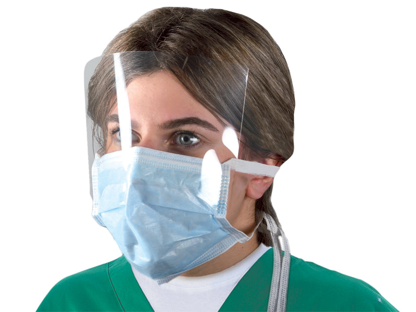 Mascherina chirurgica Maskop con visore e lacci - azzurra - 50 pz.
