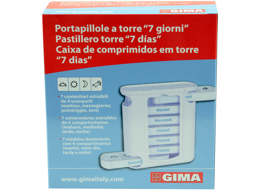Portapillole settimanale x4 tower - inglese/francese - 1 pz.