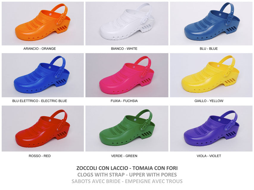 Zoccoli rossi - con/senza fori con cinturino - colore/taglia a richiesta - 1 paio