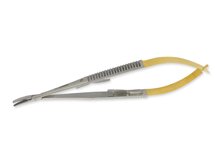 Castroviejo c.t. Nadelhalter Gebogen - 14 cm - gezahnte Spitzen - 1 Stk.