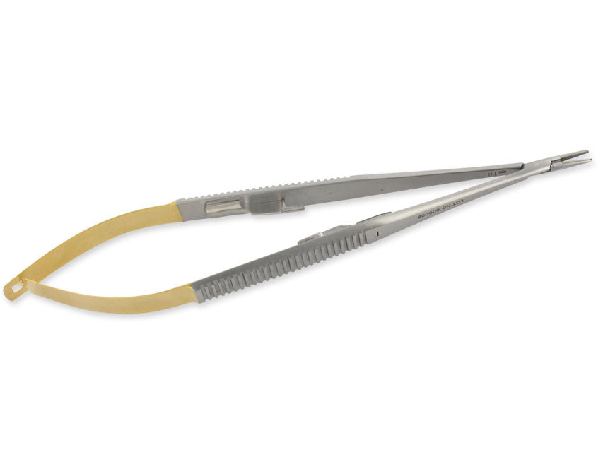 Castroviejo c.t. Nadelhalter Gebogen - 21 cm - gezahnte Spitzen - 1 Stk.