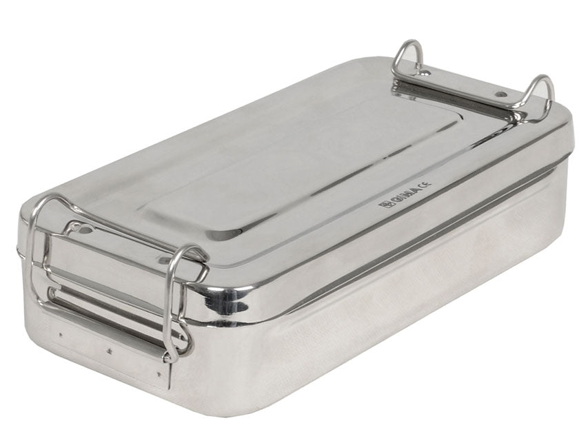 Scatola inox 20x10x4,5cm - con manici - 1 pz.