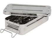 Scatola inox 20x10x4,5cm - con manici - 1 pz.