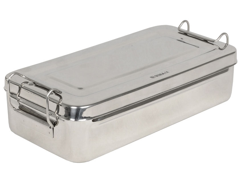 Scatola inox 25x12,5x4,6cm - con manici - 1 pz.