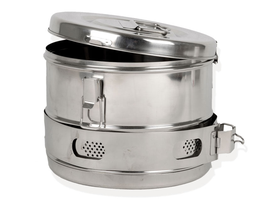 Drum cilindrico per sterilizzazione in autoclave o sterilizzatrice a secco.