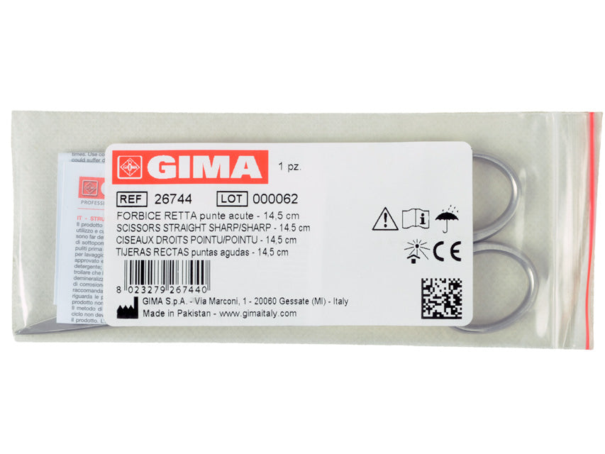 Forbice retta punte acute - 14,5 cm