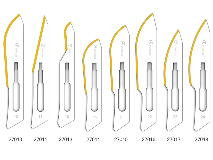 Hojas diamantadas de acero inoxidable n.º 22 - estériles - env. 100 uds.