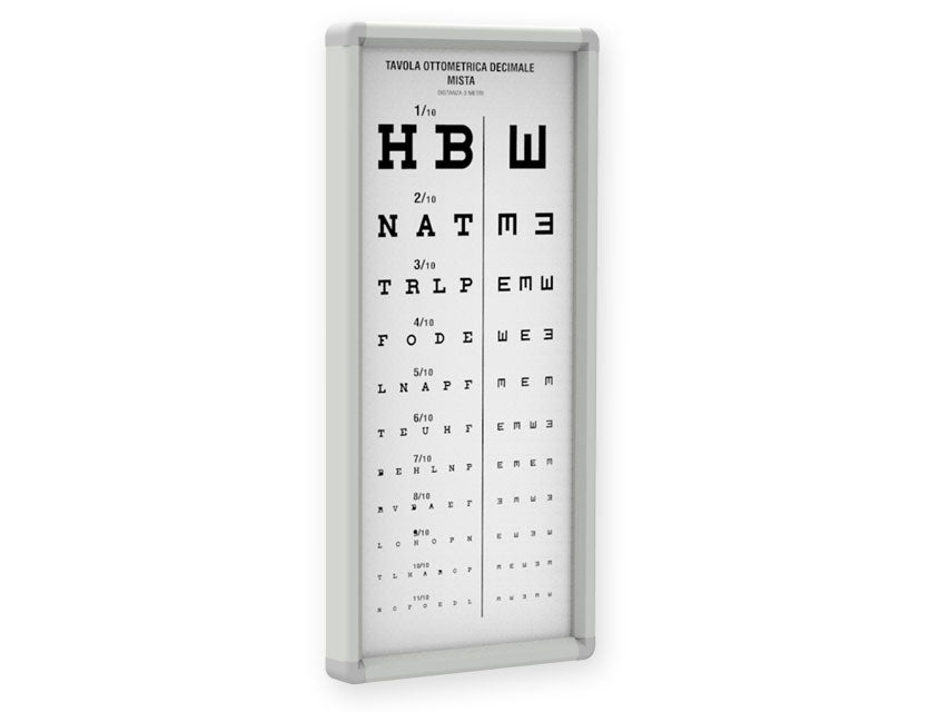 Mixed decimal non-illuminated eye chart - 3 meters