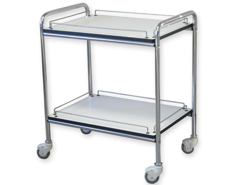 Carrello di servizio 2 piani con ringhiera