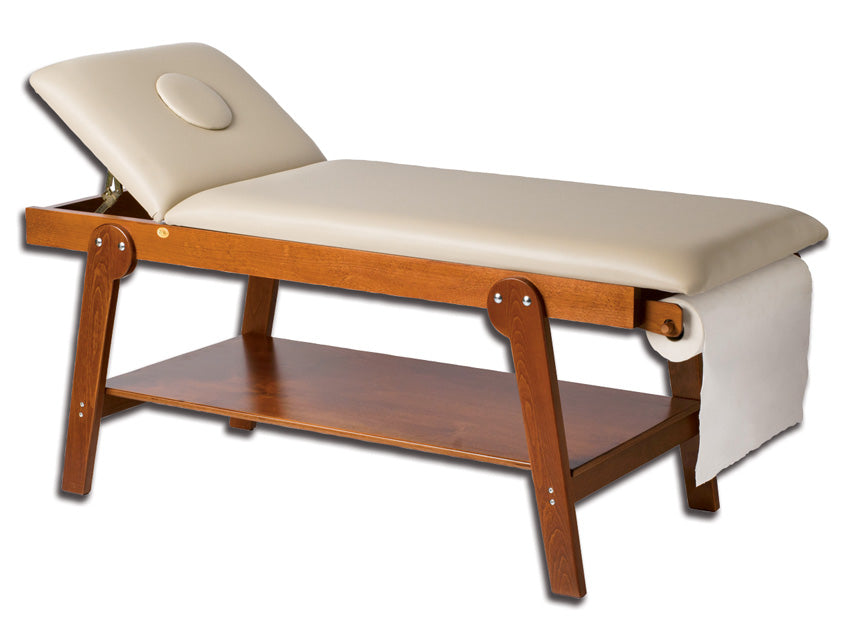 Lettino medicale in legno per massaggi - con foro - colore ciliegio