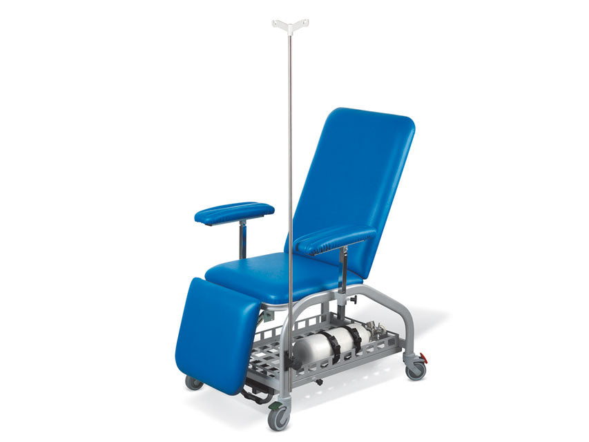 Blauer Blutentnahmesessel mit Rollen