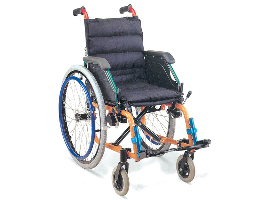Carrozzina ad autospinta pieghevole pediatrica seduta 35 cm - tessuto nero