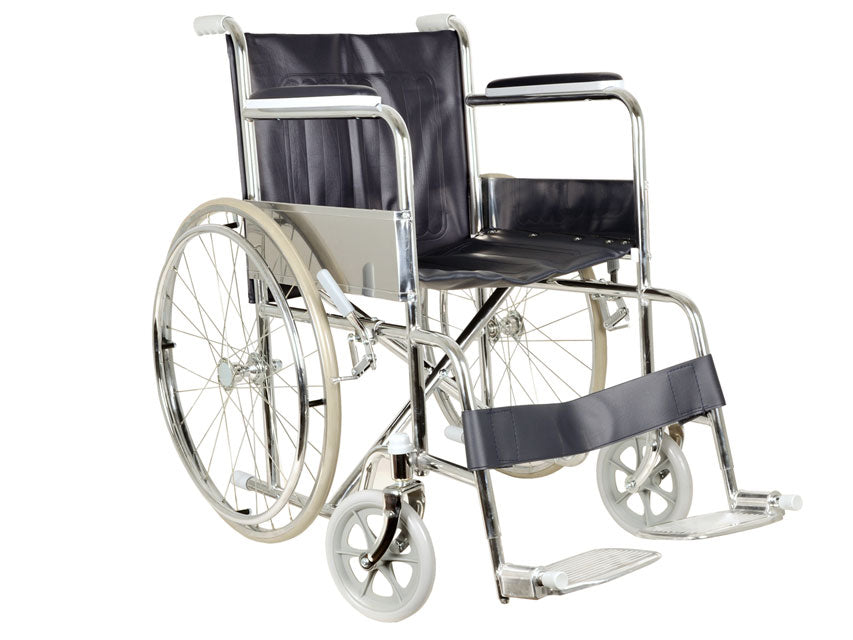 Carrozzina pieghevole standar seduta 46 cm - tessuto blu