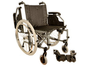 Self-propelled folding King wheelchair with pneumatic tires and desk armrests, seat 46 cm - black fabric