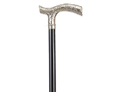 Bastone In Legno "Leonardo" - Manico A T In Metallo Inciso - 1 Pz.