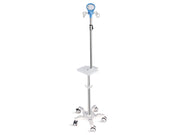 Piantana per Pompe Infusionali a 5 ruote con manico e ripiano - acciaio inox - 4 ganci