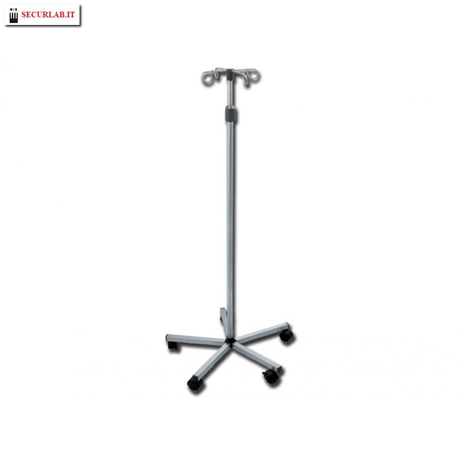 IV Pole with 4 Hooks - on Wheeled Stand