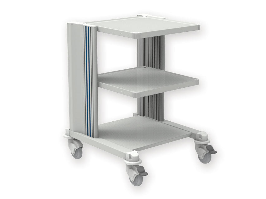 Carrello in alluminio e ABS con passacavi - 2 ripiani
