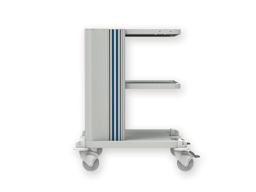 Carrello in alluminio e ABS con passacavi - 2 ripiani