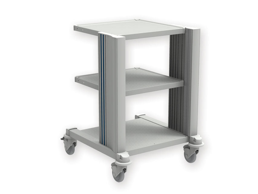 Chariot en aluminium et ABS avec passe-câbles - 2 étagères