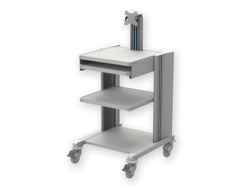 Carrello pro - 2 ripiani, tastiera, supp. Monitor, cassetto