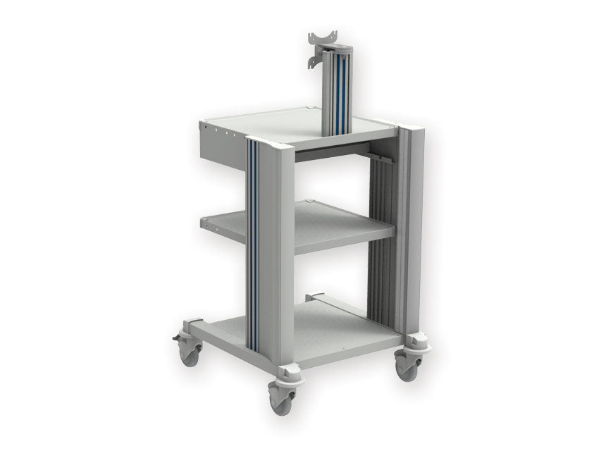 Carrello pro - 2 ripiani, tastiera, supp. Monitor, cassetto