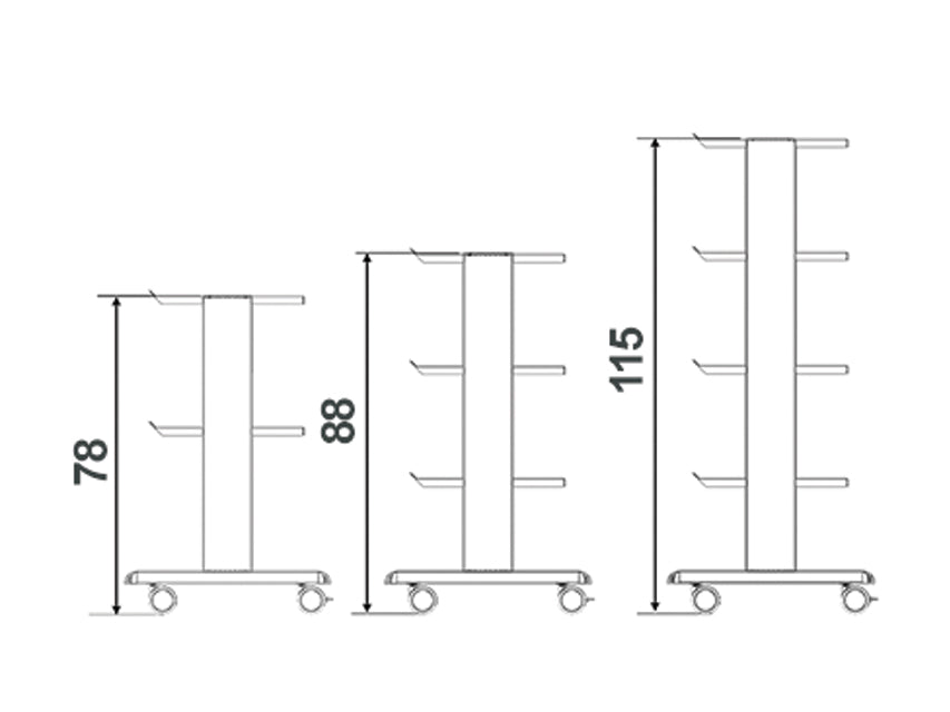 Carrello smart - 2 ripiani 50x42 cm + base + cassetto