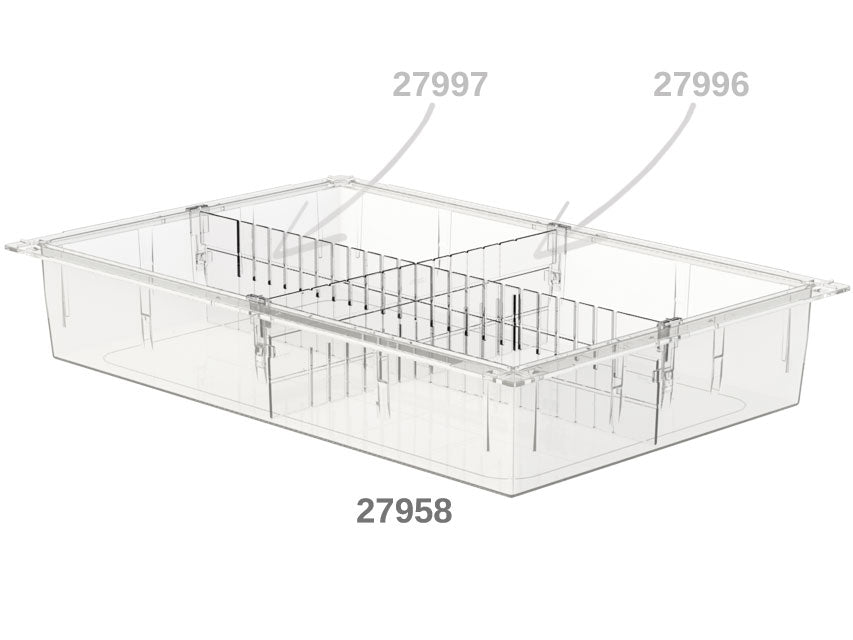 Vassoio in plastica per carrelli ISO trasparente - 600 × 400 × h 100 mm