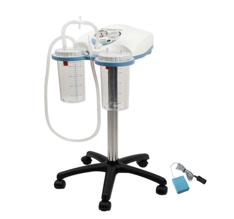 Aspiratore supervega a batteria su carrello con pedale - 2 vasi da 2 litri