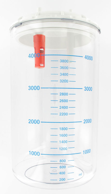 Vaso autoclavabile con coperchio per aspiratore