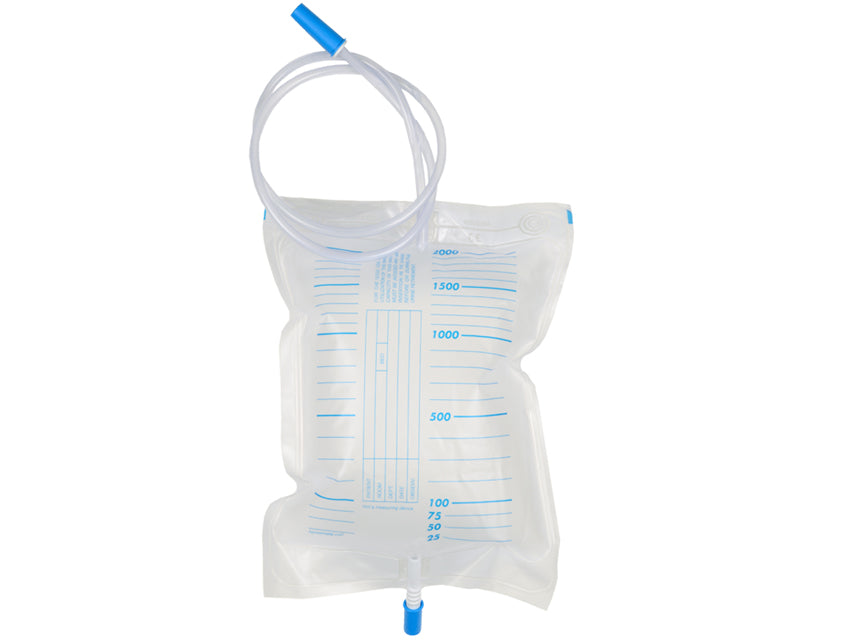 Sacca urina 2000 cc - tubo 130 cm+val. antireflusso - conf. 30 pz.