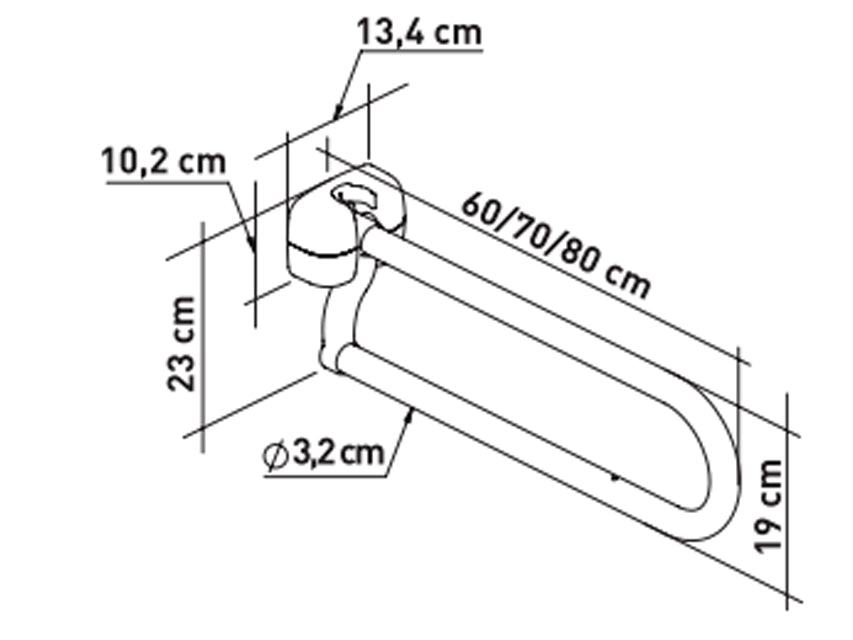 Maniglione da parete per bagno acciaio AD U - 70 cm