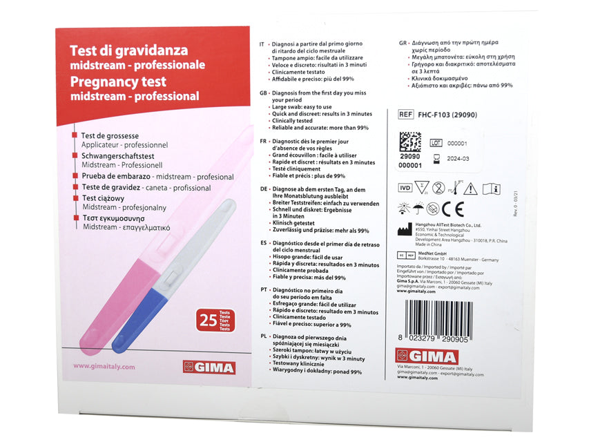 Test di gravidanza - midstream - professionale - conf. 25 pz.