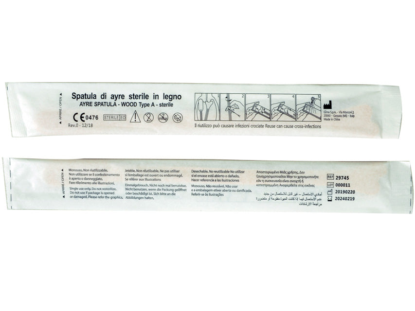 Spatule di ayre in legno sterili - Tipo A - Conf.100 pz.