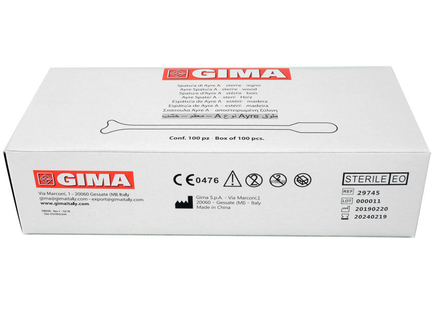 Sterile Ayre-Spatel aus Holz - Typ A - Packung mit 100 Stk.