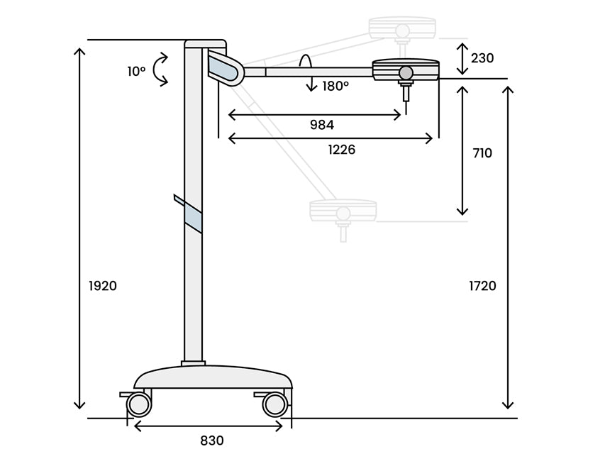 Lampada Scialitica Pentaled 30E - su piantana