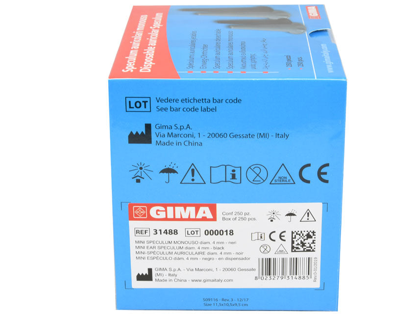 Speculum per otoscopi monouso serie mini diam. 4mm - neri - Conf.250 pz.