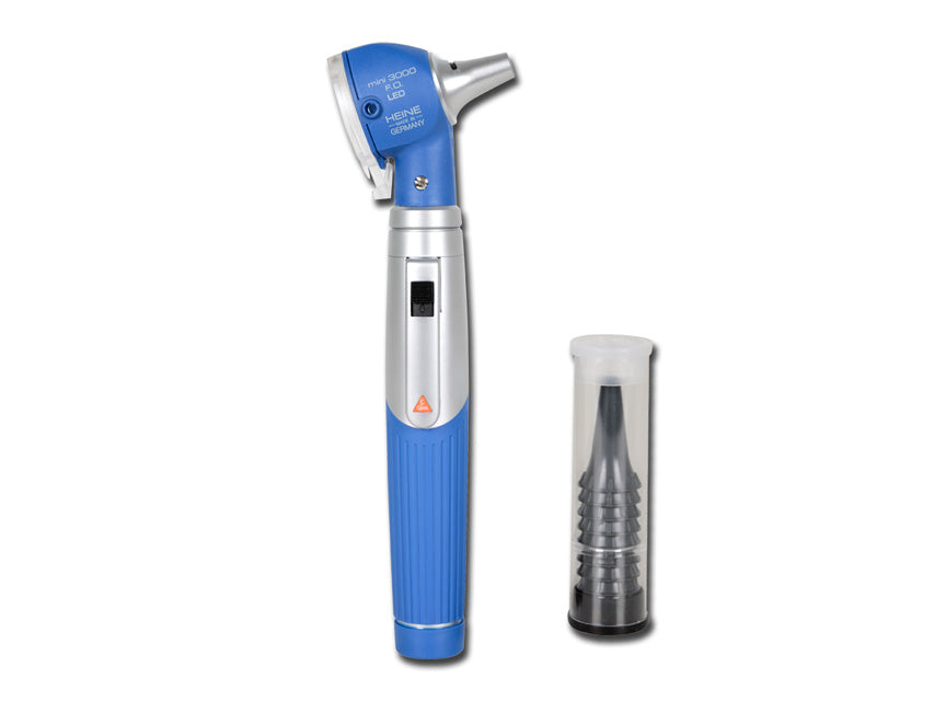 Otoscopio Heine mini 3000 f.o. Led - manico a batterie - blu