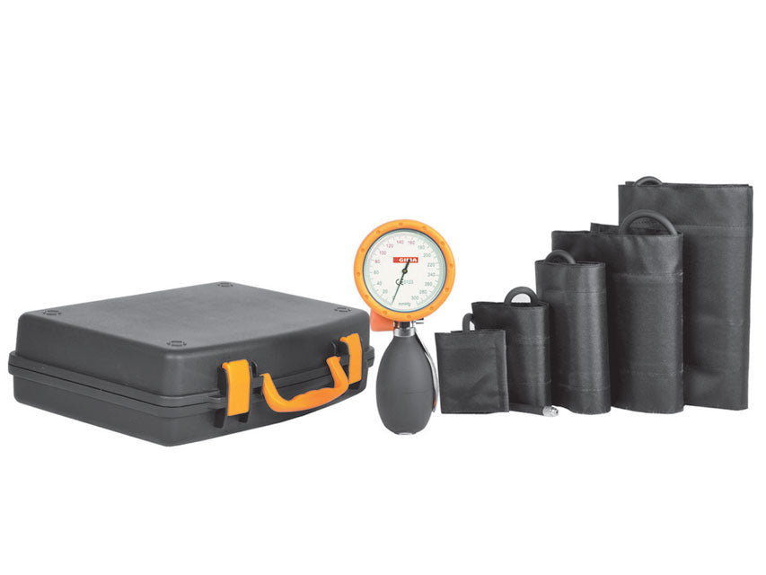 Sfigmomanometro aneroide con kit emergenza da 5 bracciali