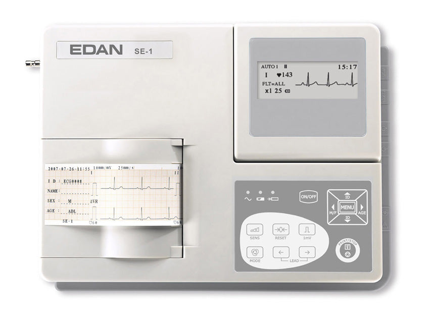 ECG portatile EDAN elettrocardiografo 12 derivazioni, 1 canale, con batteria ricaricabile