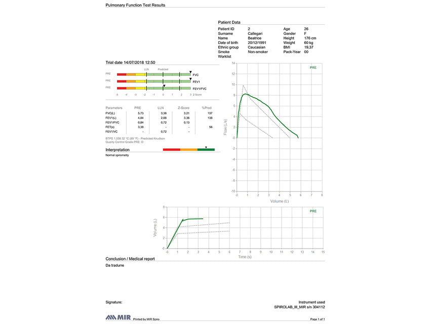 Spirometro Mir New Spirolab Touchscreen con software