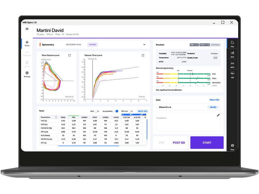 Spirometro Mir Spirolab con display a colori stampante e software + SpO2