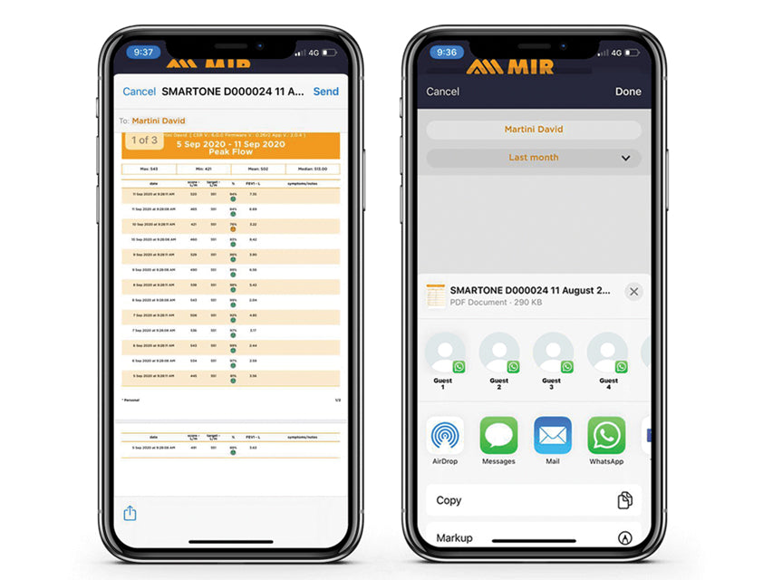 MIR Smart One Oxi® Peak flow Spirometro personale con FEV1 e SpO2 - collegabile a smartphone e tablet