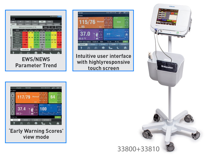 Monitor multiparametro per misurare pulsossimetria e pressione sanguigna RIESTER RVS-100 - 1960-RRXPE con stampante