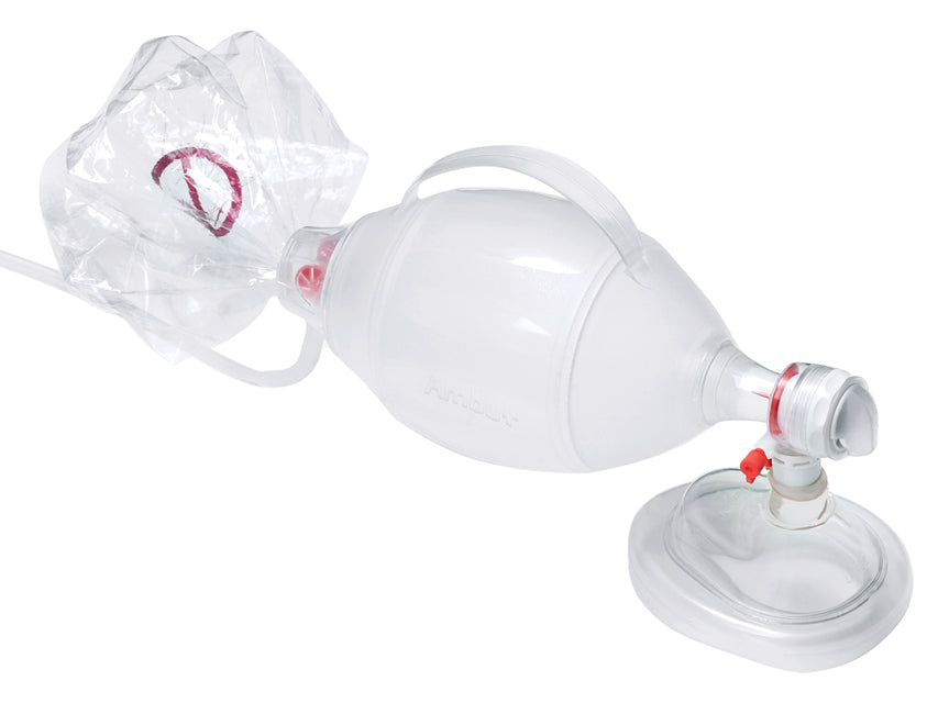 Pallone rianimazione monouso Ambu Spur II con mascherina n°5 e sacca ossigeno - adulti