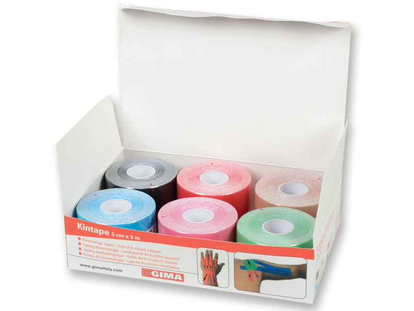 Taping kinesiologia 5 m x 5 cm - mix 6 colori - conf.6 pz