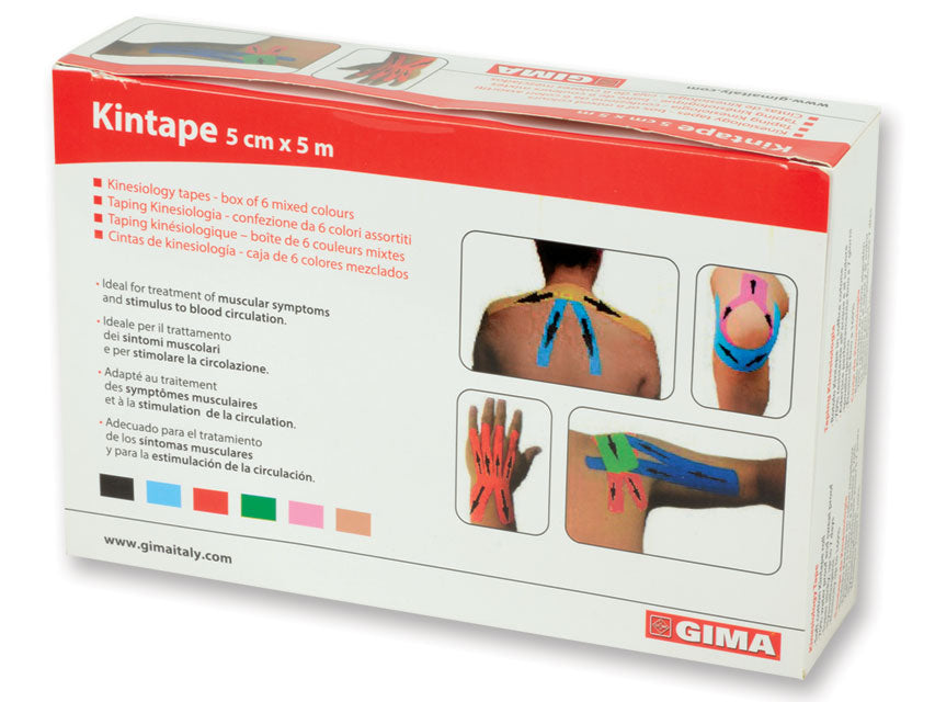 Taping kinesiologia 5 m x 5 cm - mix 6 colori - conf.6 pz
