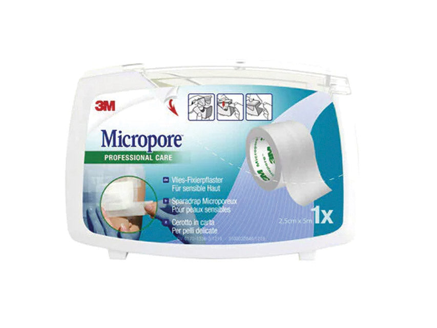 3M™ Micropore™ - 2,5 cm × 5 m - Pansement en papier en distributeur - 1530NP-1SD - 1 rouleau