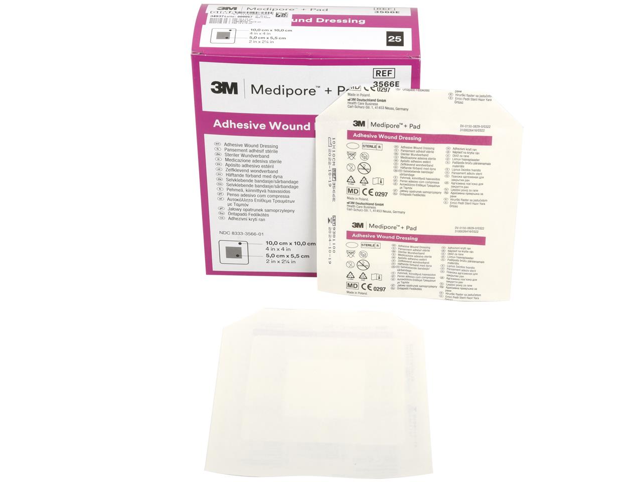 3M Medipore + Pad - 10 x 10 cm medicazione sterile in tnt con tampone - Conf.25 pz.